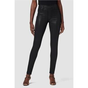 Hudson Jeans NWT Barbara High Waisted Super Skinny Coated Black Jeans // 24